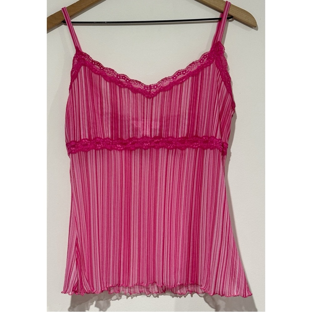 Y2K Victorias Secret Pink Sheer Mesh Babydoll Cami Lingerie Top Fairy